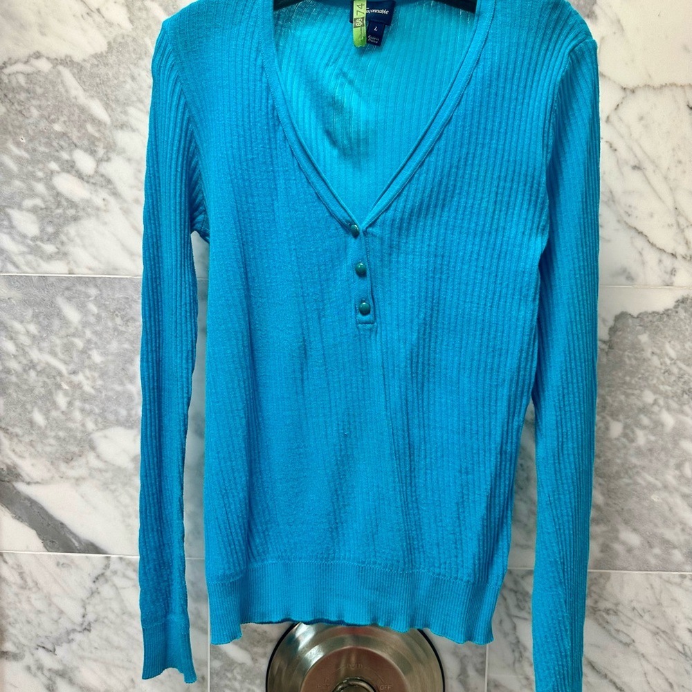 Faconnable Turquoise V-Neck Women's